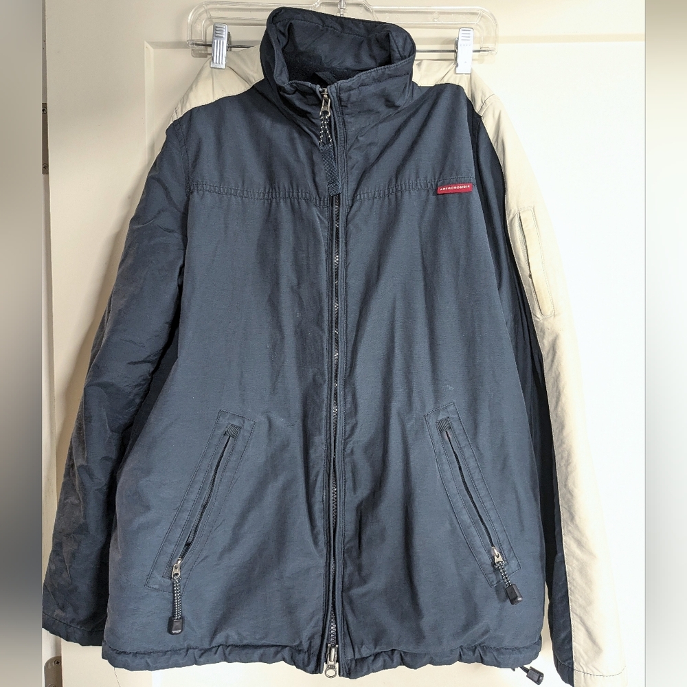 Vintage 90s Abercrombie Navy + Cream Jacket - UNISEX snowboard style (s) GUC
